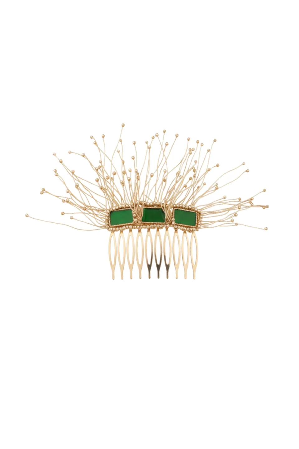 House of Tuhina Baisa Gold Coral Comb molletta nero
