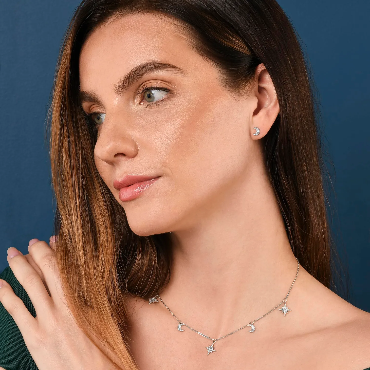Diamond Treats Orecchini Luna Argento 925 Zirconi