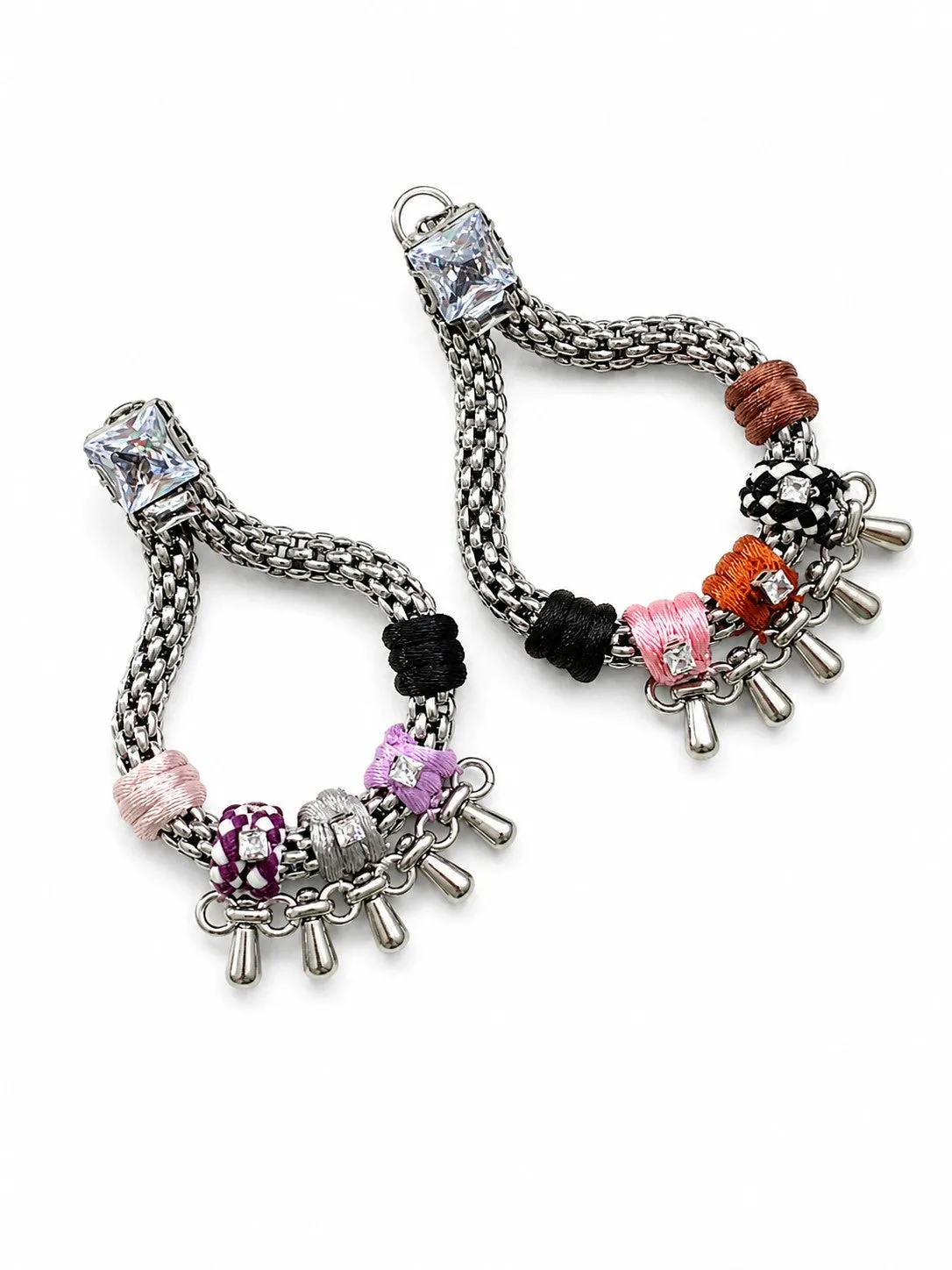 Rada Tubolare di Catena orecchini marrone multi strass