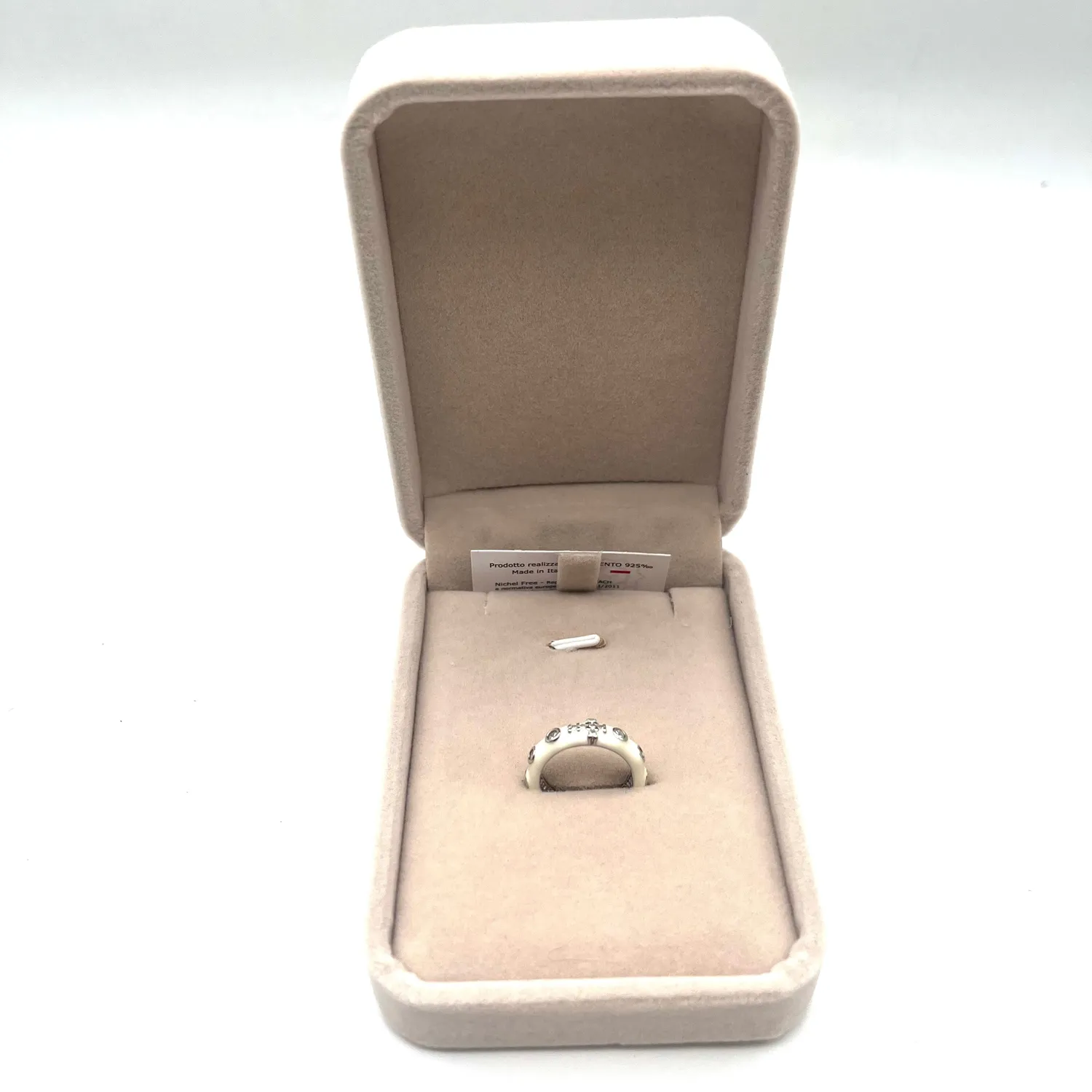 Ornamenta Rosario Smalto Bianco anello argento 925 misura 10