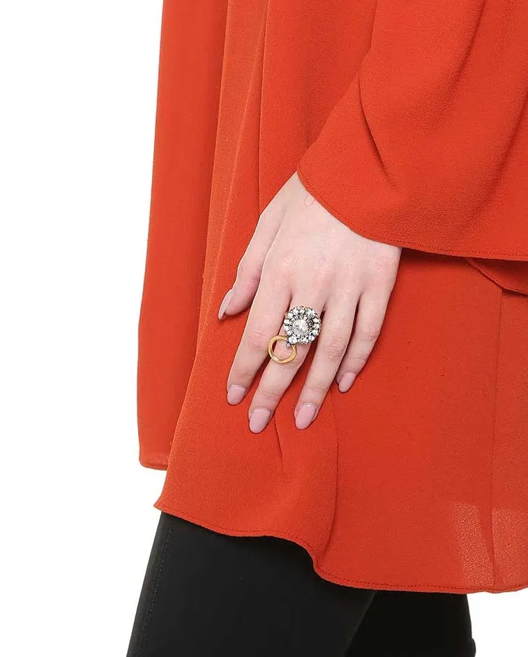 Rada Anello cristalli oro regolabile ottone
