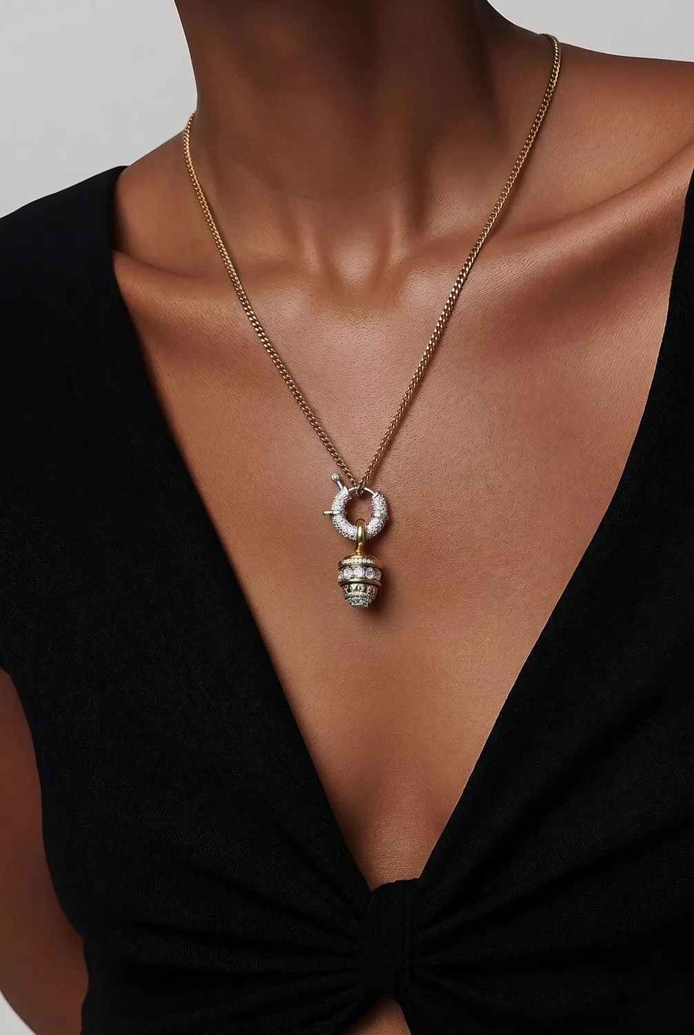 Rada Collana Catena Gold con Moschettone e Strass