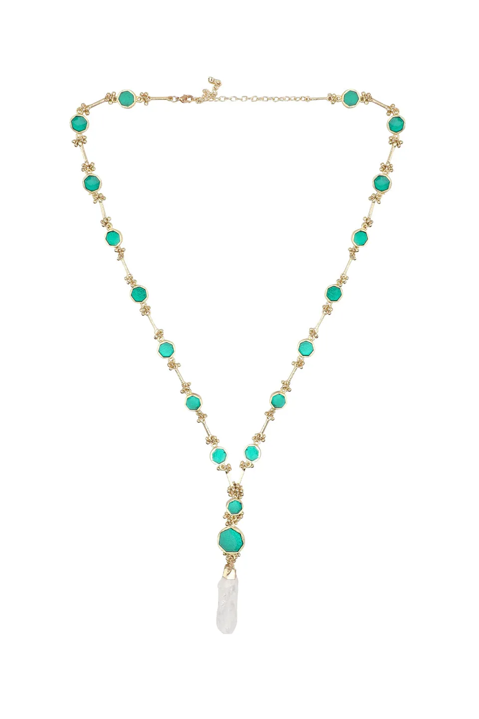 House of Tuhina Round Enamel collana lunga turchese