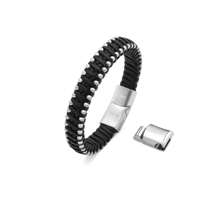 Dada Gioielli Bracciale Uomo Pelle Argento Satinato