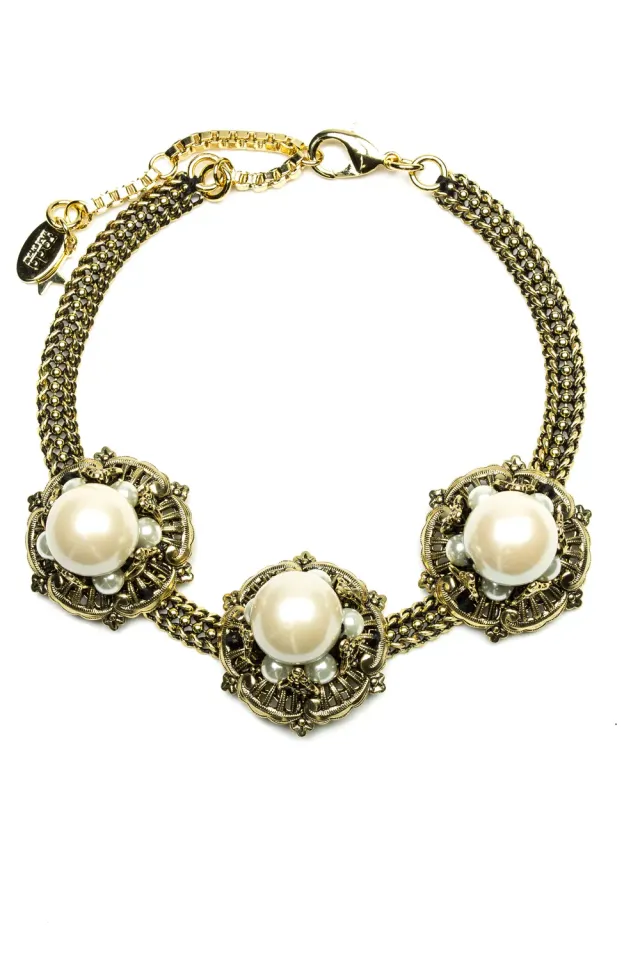 Rada Collana con perle maxi oro antico choker