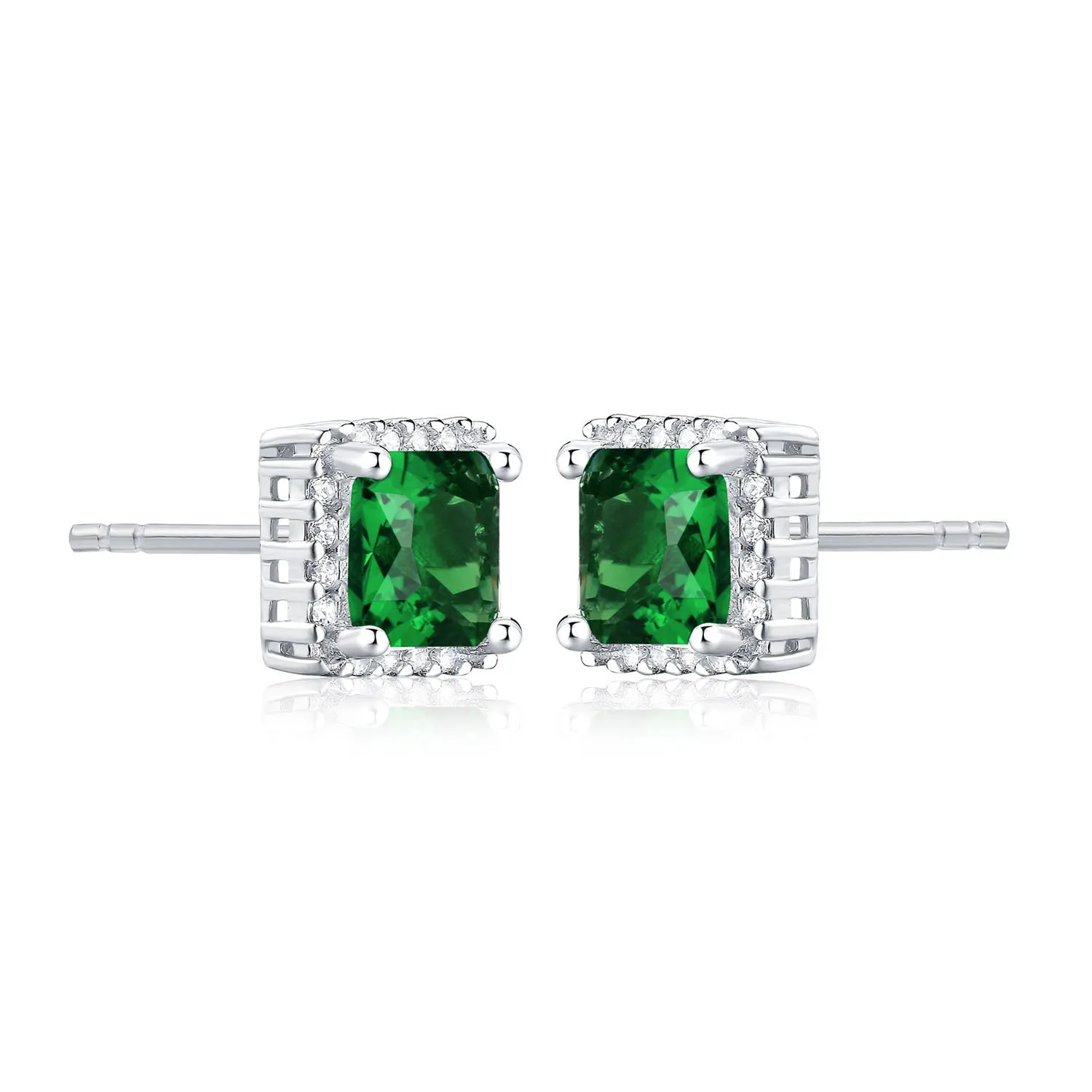 Diamond Treats Orecchini Quadrati Argento 925 Verde-Argento Zirconi