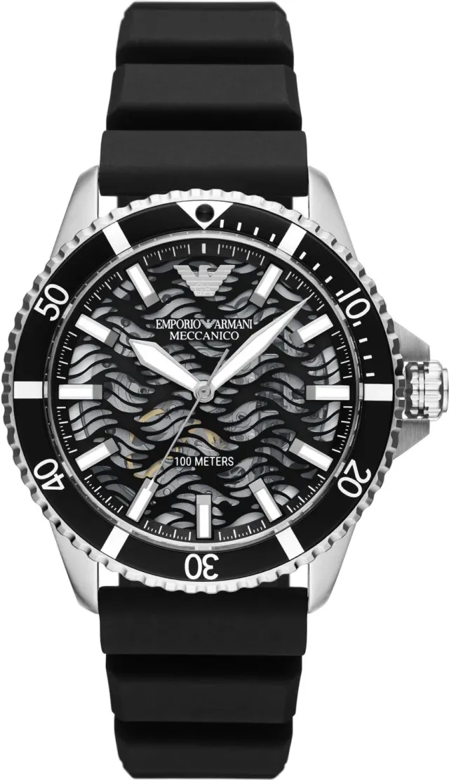 Emporio Armani orologio uomo nero argento quarzo