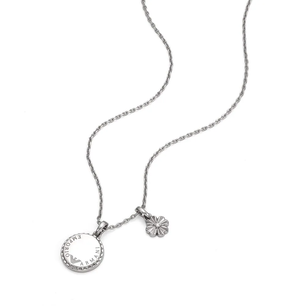 Emporio Armani bracciale coulisse acciaio argento logo uomo