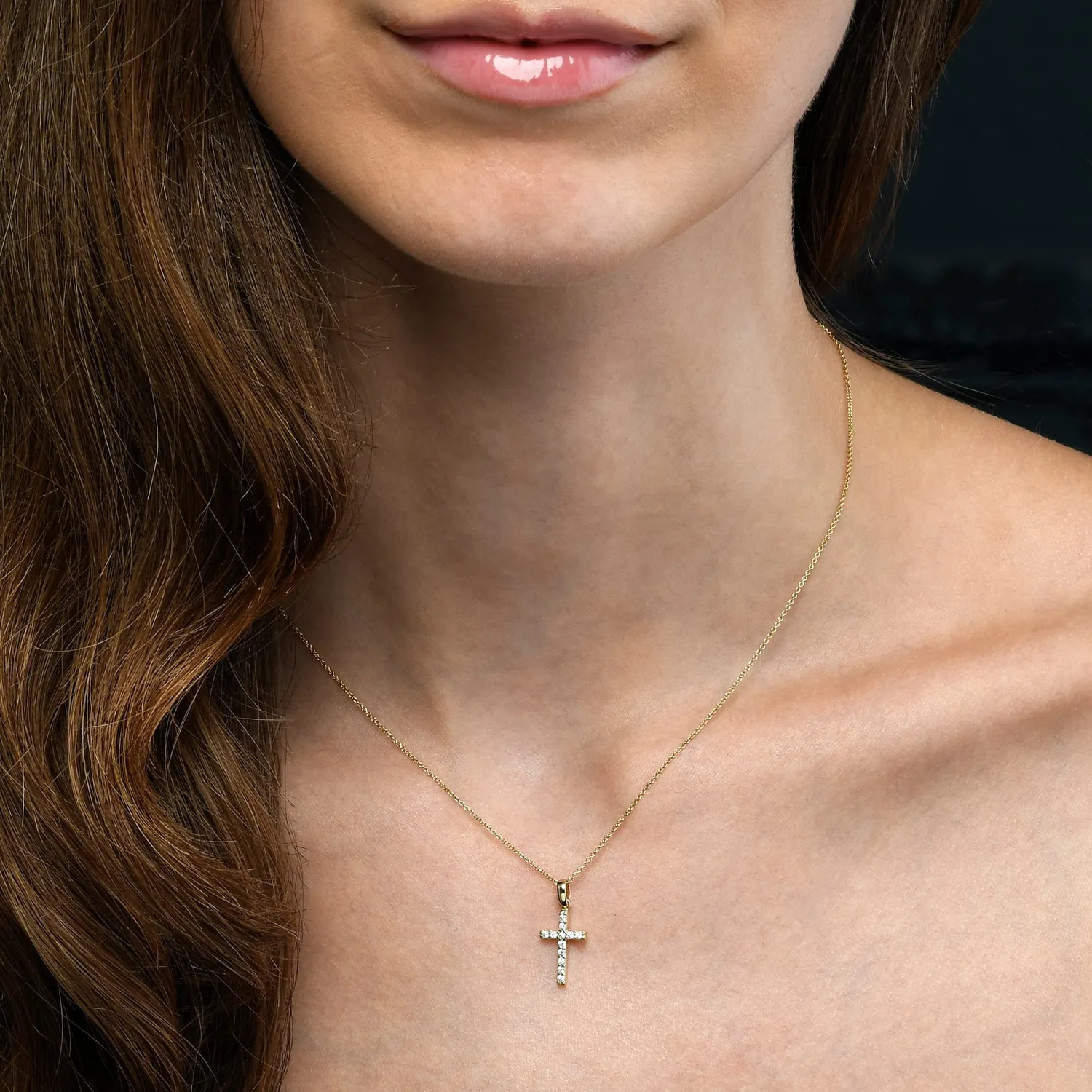 Diamond Treats collana croce oro giallo 9kt 50,8 cm zirconia