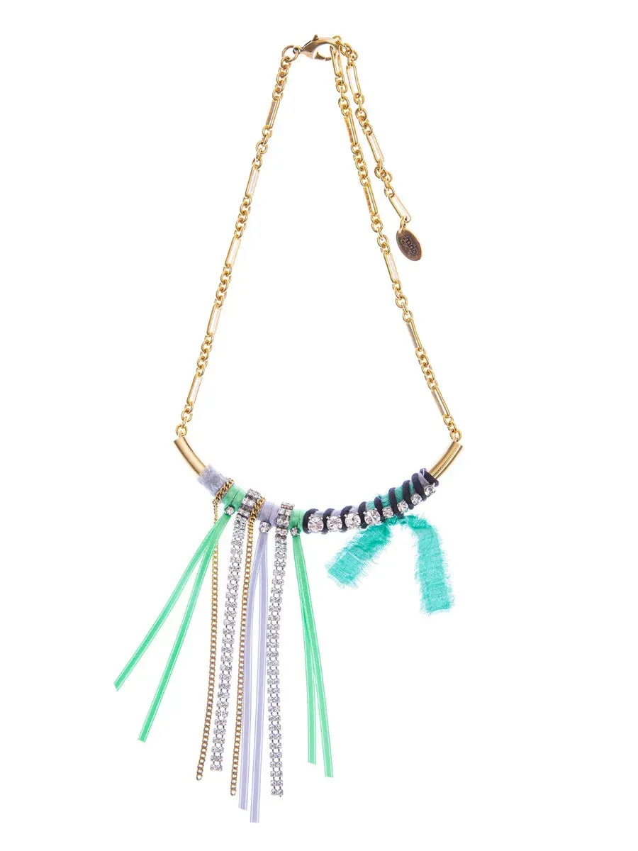 Rada Catena con Nastri collana lilla/marrone con strass