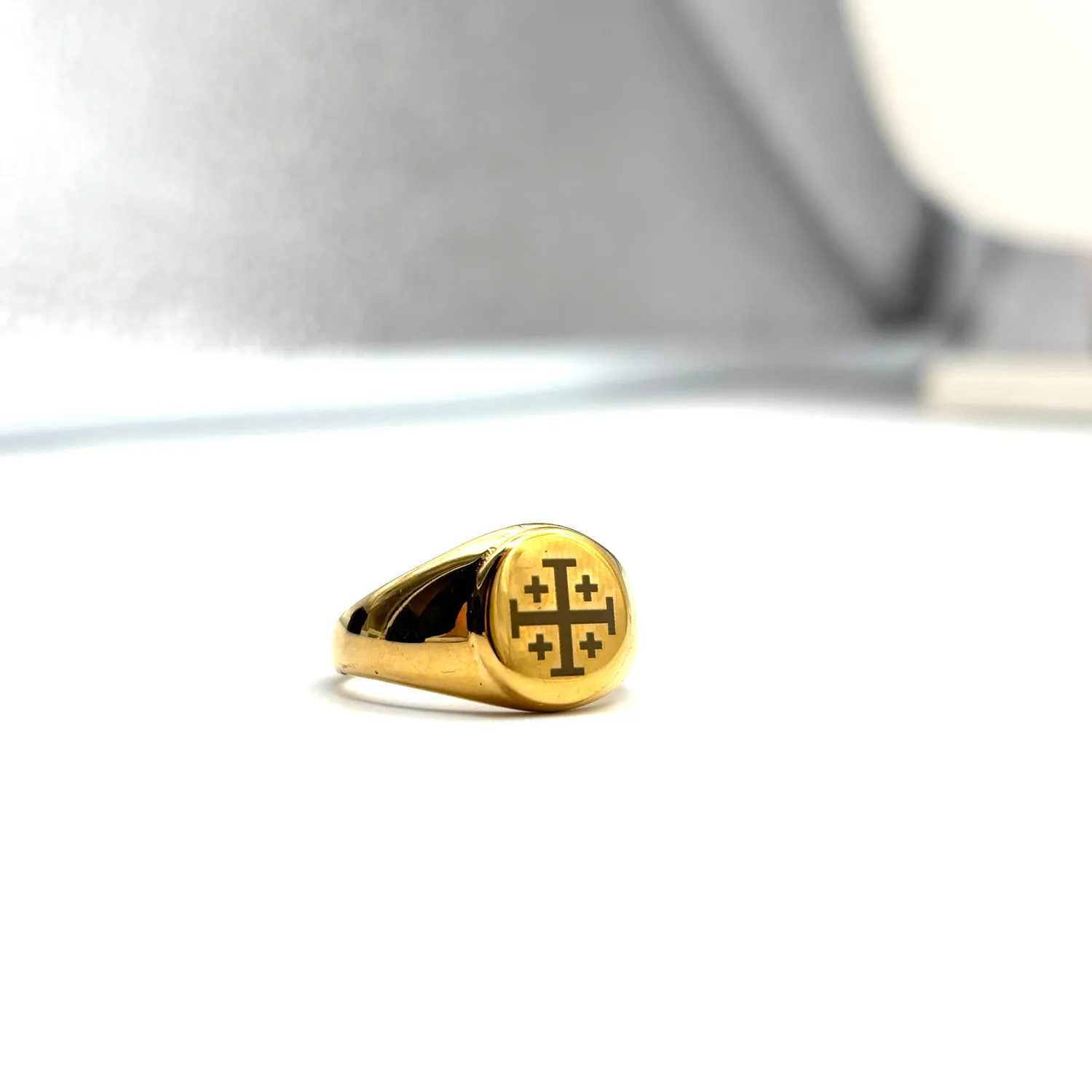 Ornamenta Chevalier anello Croce Gerusalemme dorato mignolo