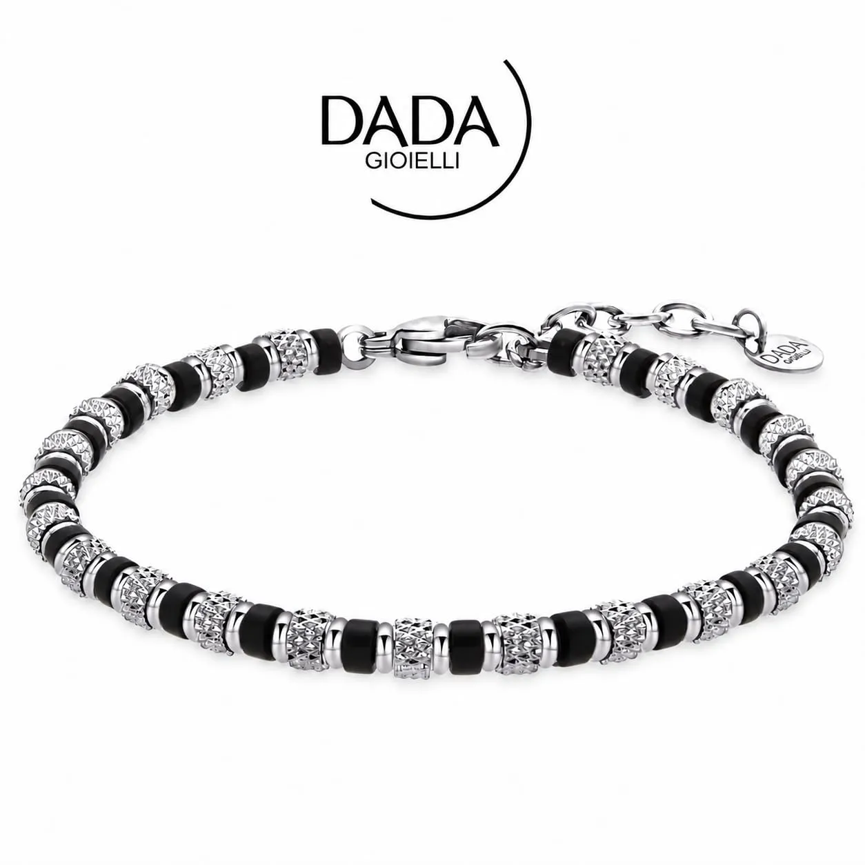 Dada Gioielli Bracciale Uomo Onice Nero Pietre Naturali Acciaio