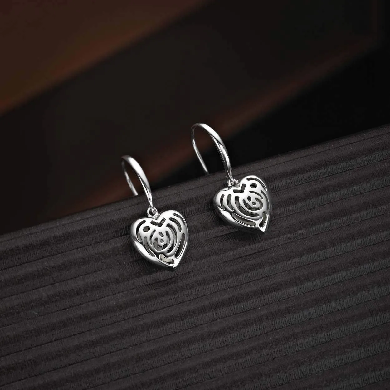 Diamond Treats Orecchini Cuore Pendenti Argento 925 Gancio