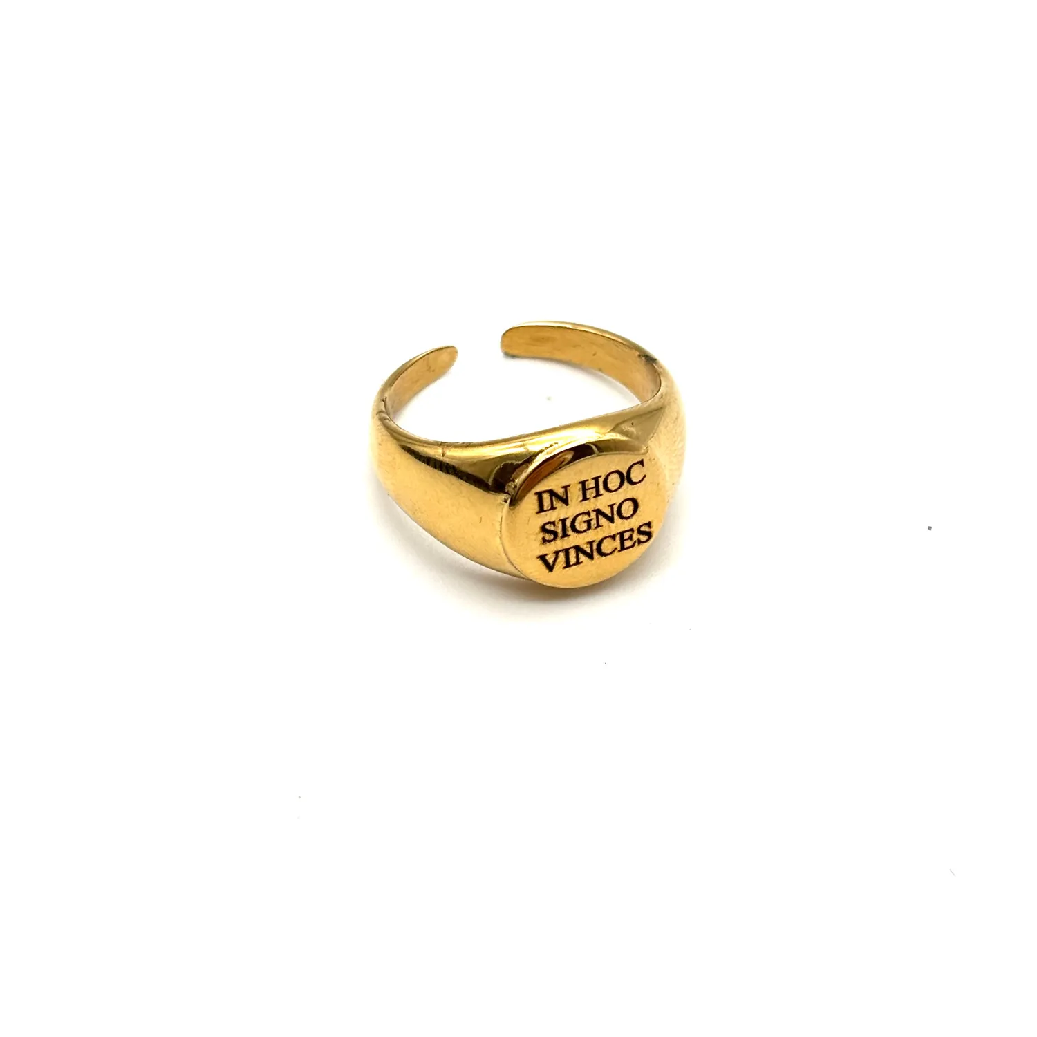 Ornamenta In Hoc Signo Vinces anello chevalier oro 15 mm