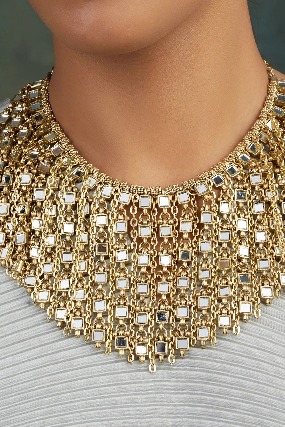 House of Tuhina Mirror Gold Waterfall collana oro specchio