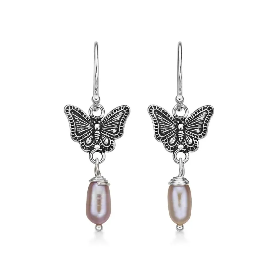 Diamond Treats Orecchini Perle Acqua Dolce Argento 925 Farfalla