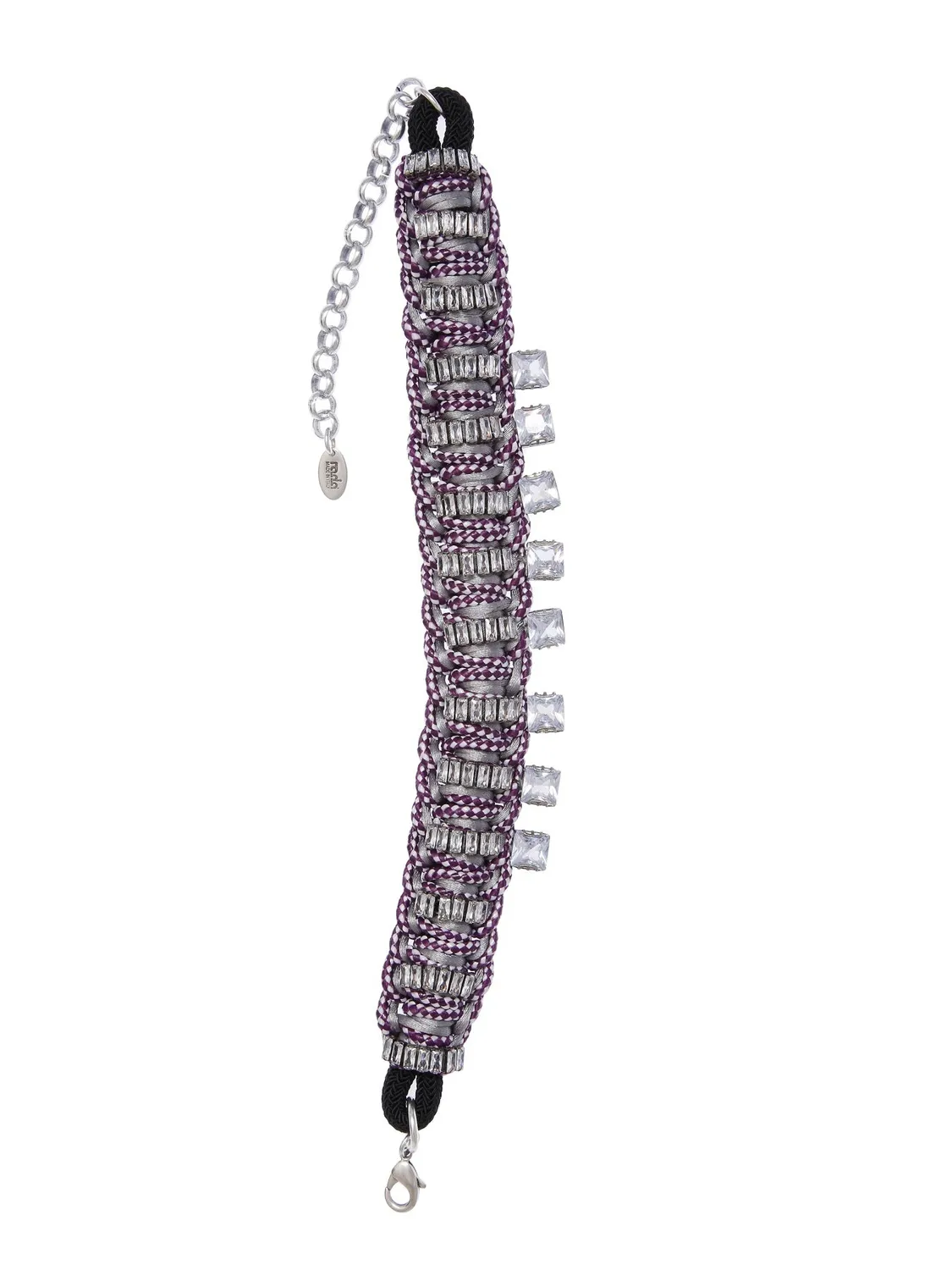 Rada collana corda intrecciata viola grigio cristallo