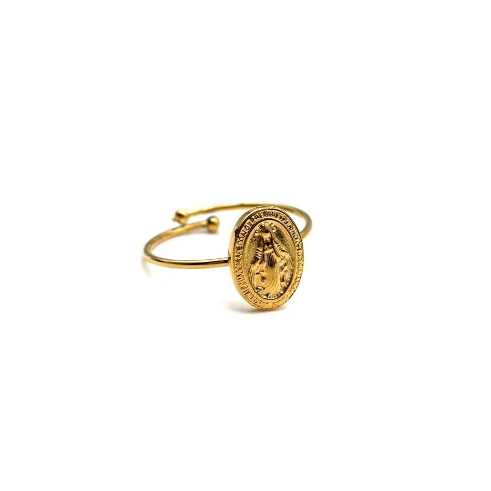 Ornamenta Medaglia Miracolosa anello sottile oro regolabile