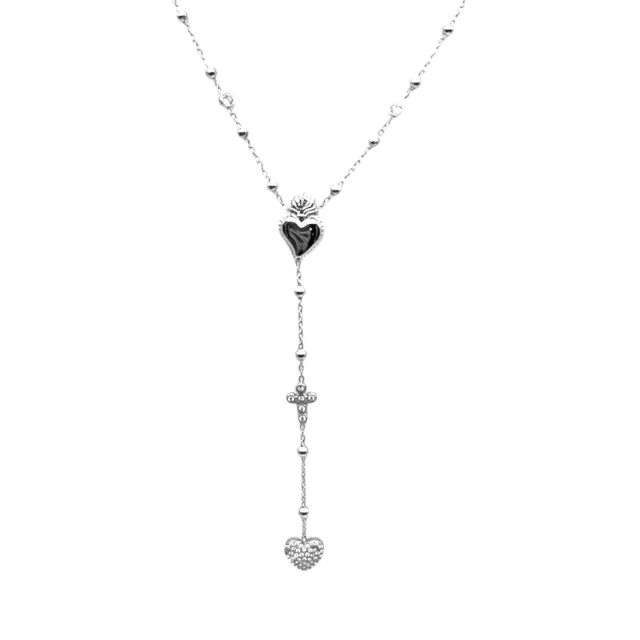 Ornamenta Sacro Cuore collana rosario acciaio silver