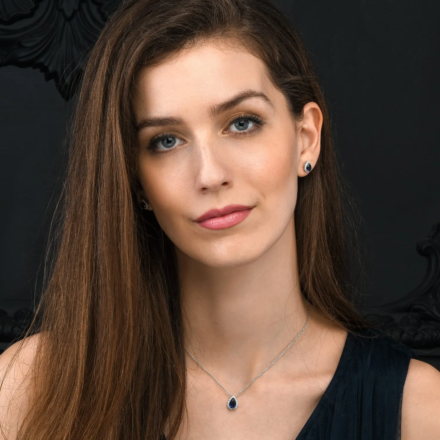 Diamond Treats Collana Goccia Blu Argento 925 Zirconi