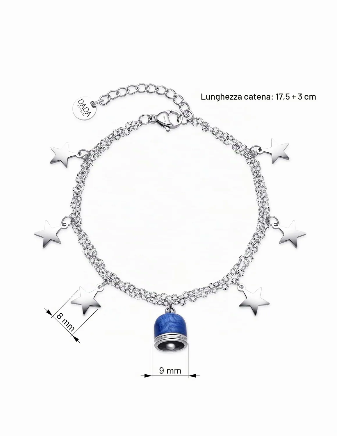 Dada Gioielli Capri Campanella Bracciale Blu Mare Stelline smalto