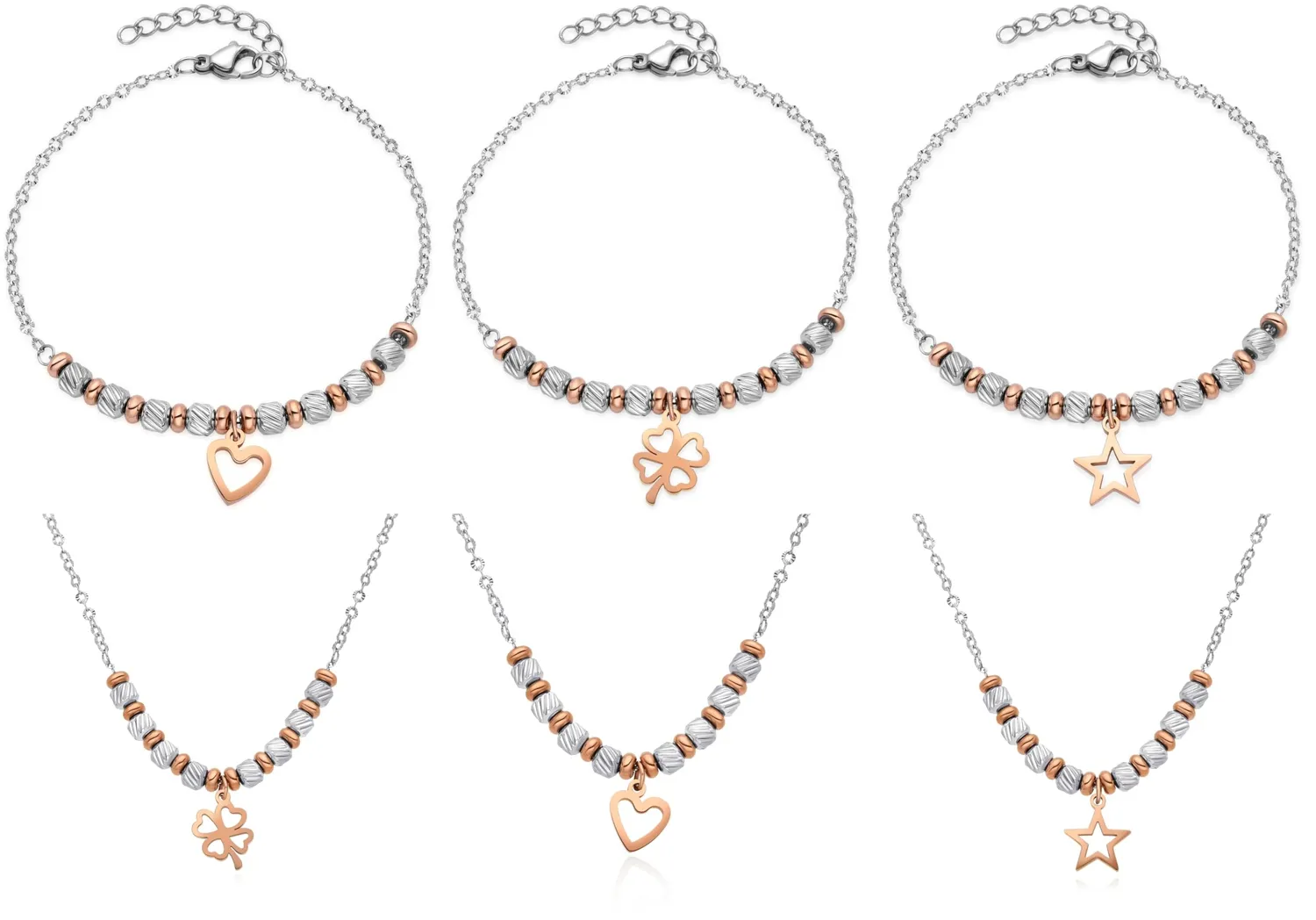 Dada Gioielli bracciale donna stella oro rosa e argento