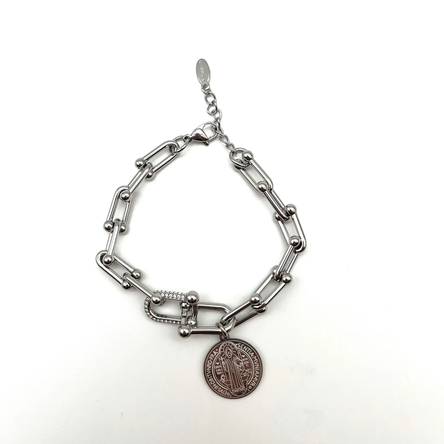 Ornamenta San Benedetto bracciale catena acciaio regolabile