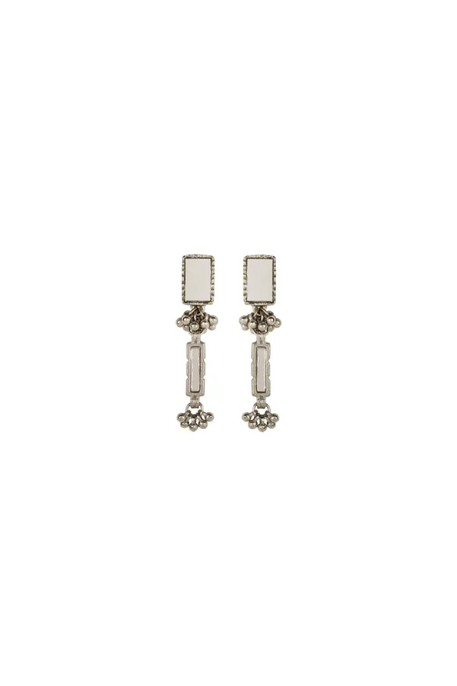 House of Tuhina Mirror Silver Brick Drops orecchini argento