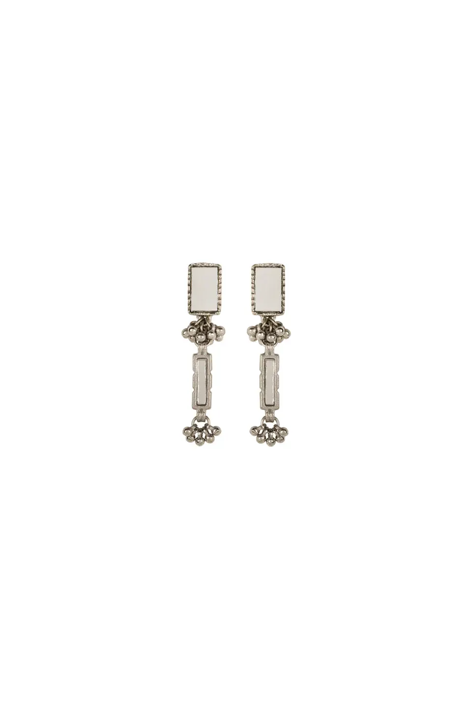 House of Tuhina Mirror Silver Brick Drops orecchini argento