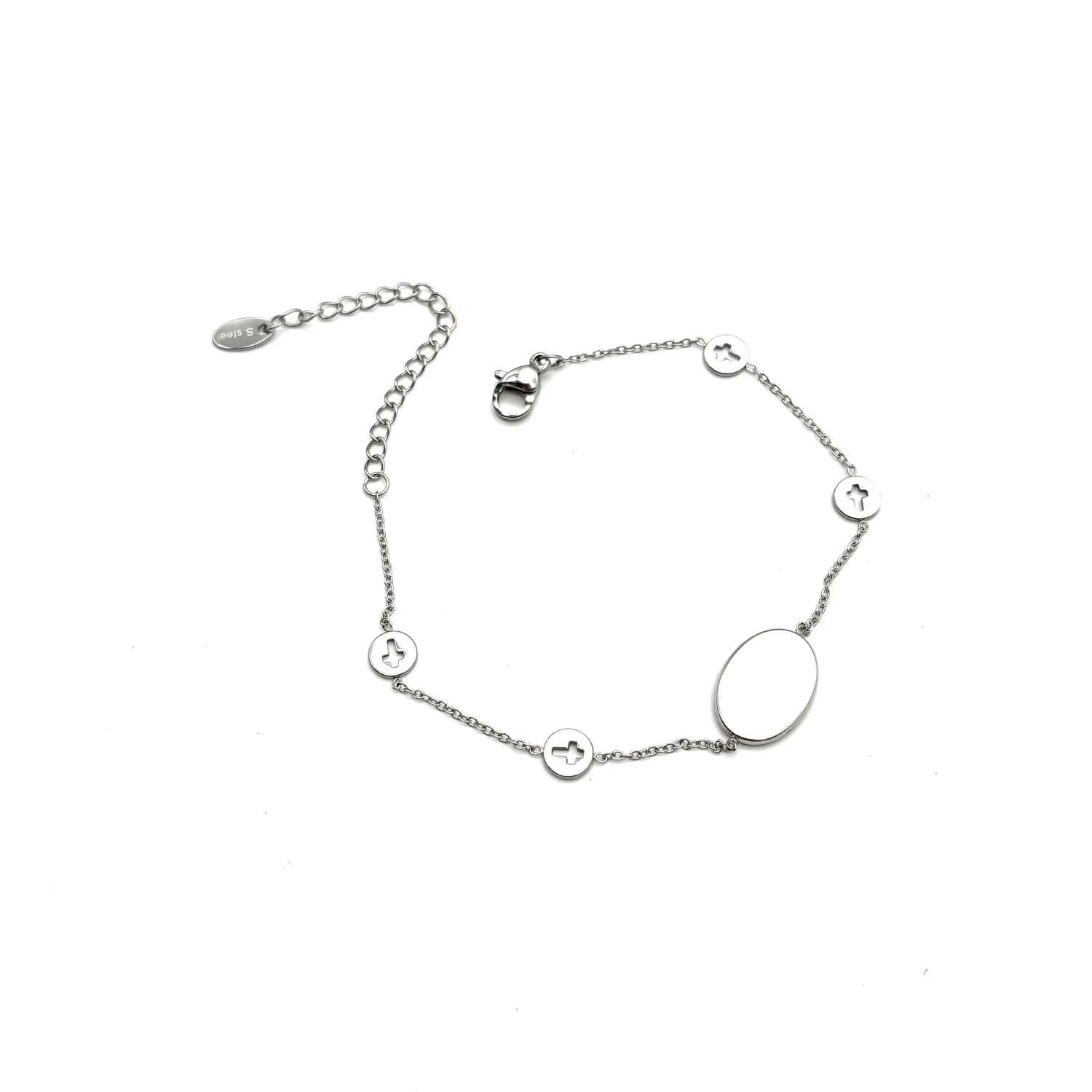 Ornamenta Madonnina bracciale acciaio argento zirconi