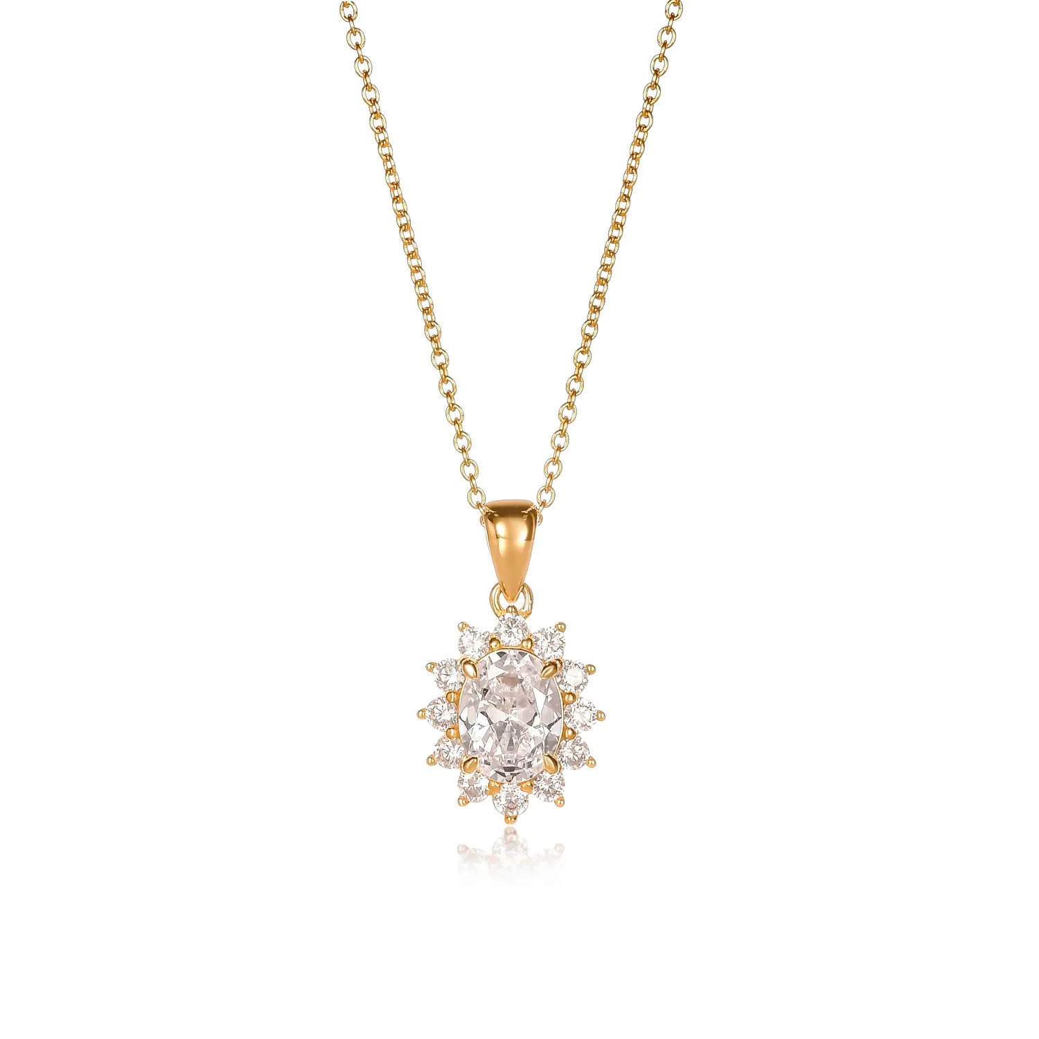 Diamond Treats Collana Ovale Oro-Rosso Zirconi Pietra Rossa