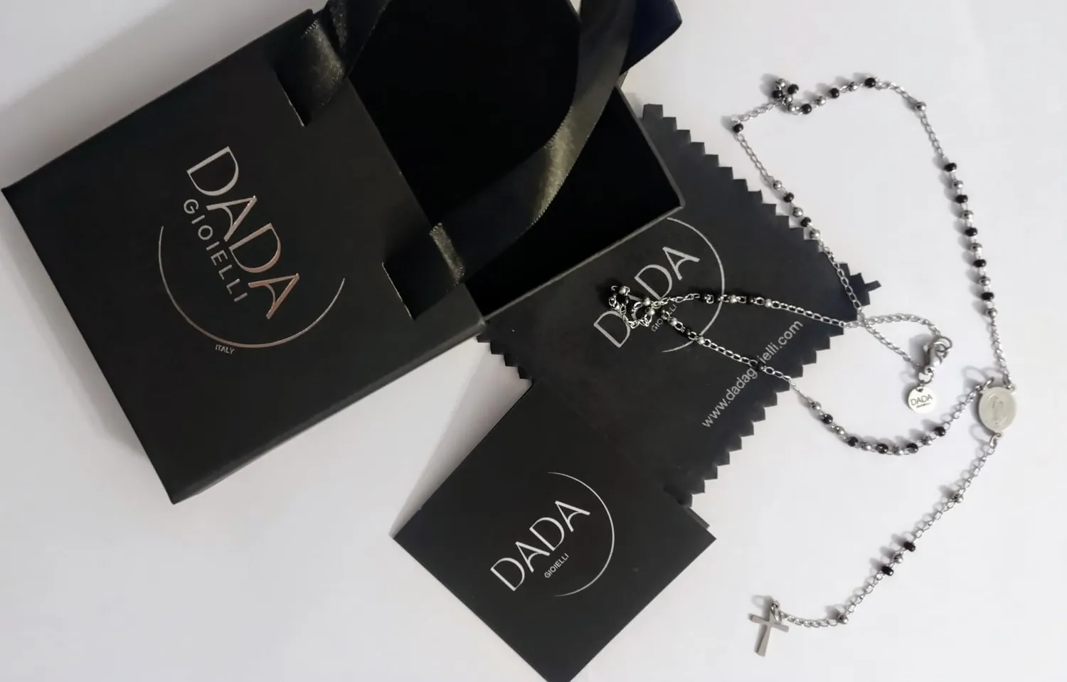 Dada Gioielli Collana Rosario Acciaio Argento e Nero
