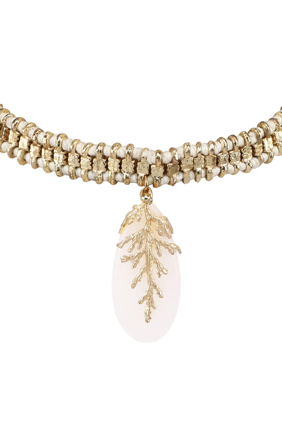 House of Tuhina Falak Leaf Stone choker verde foglia