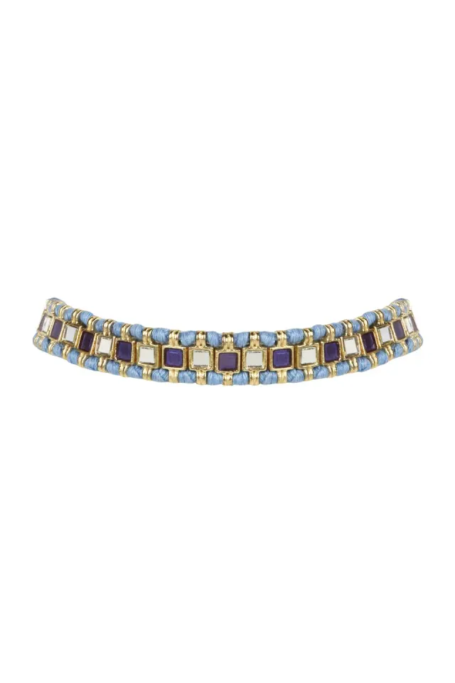House of Tuhina Farah collana smaltata blu Grecia