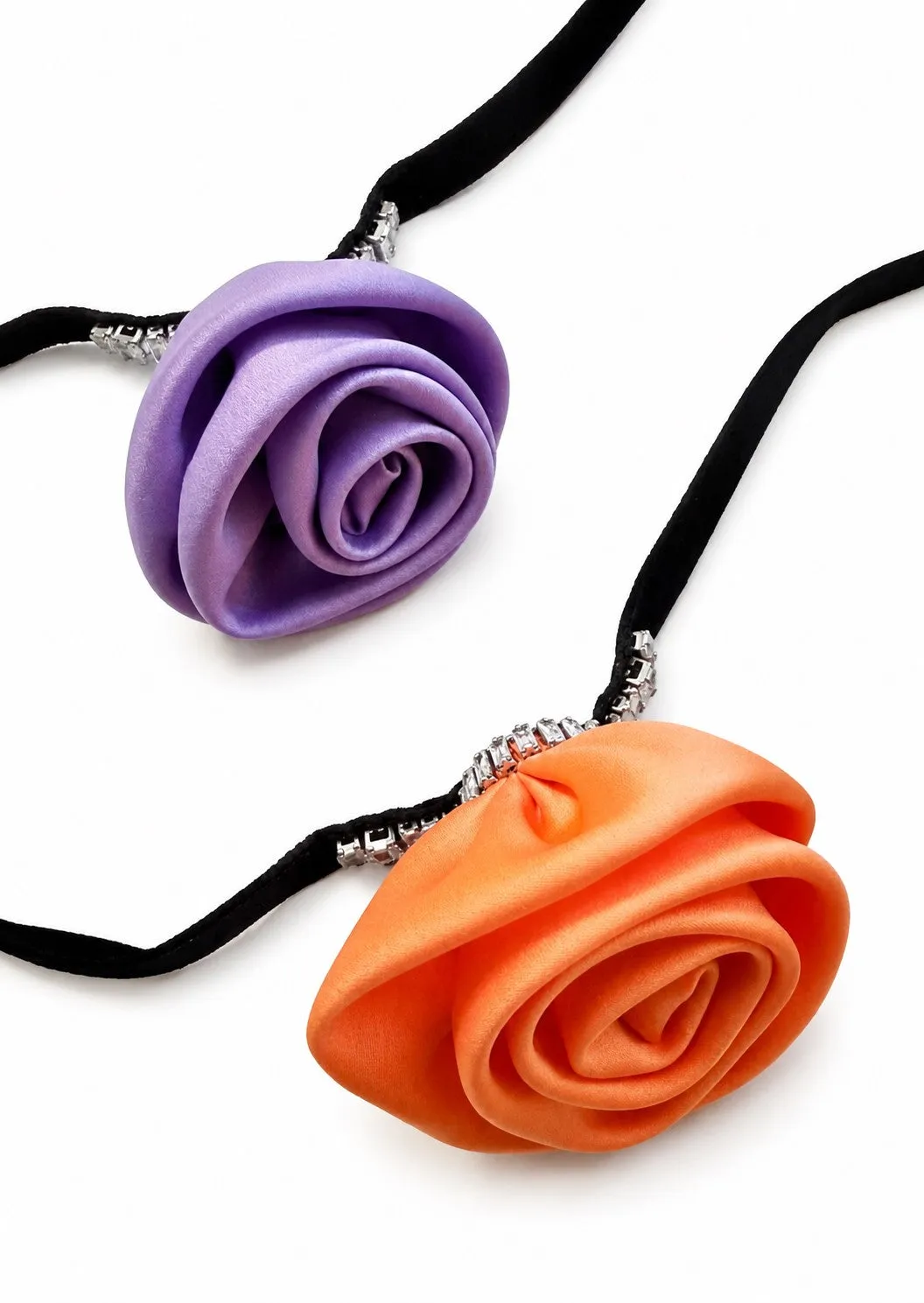 Rada Choker Rosa Satin collana girocollo rosa velluto