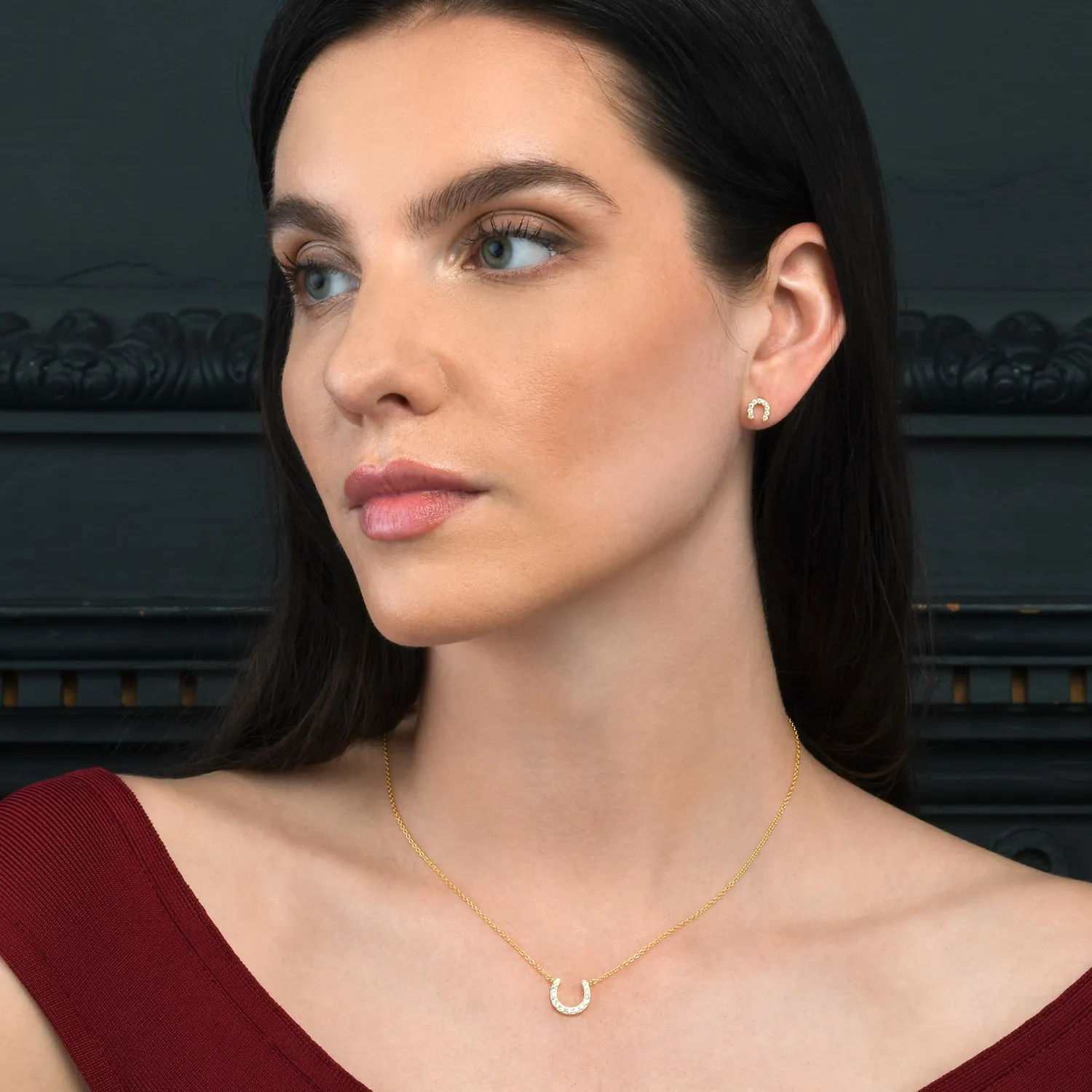 Diamond Treats Orecchini Ferro Cavallo Oro Zirconi Argento