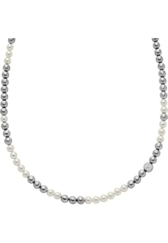 Emporio Armani Collana Uomo Perline Grigio Bianco Moschettone