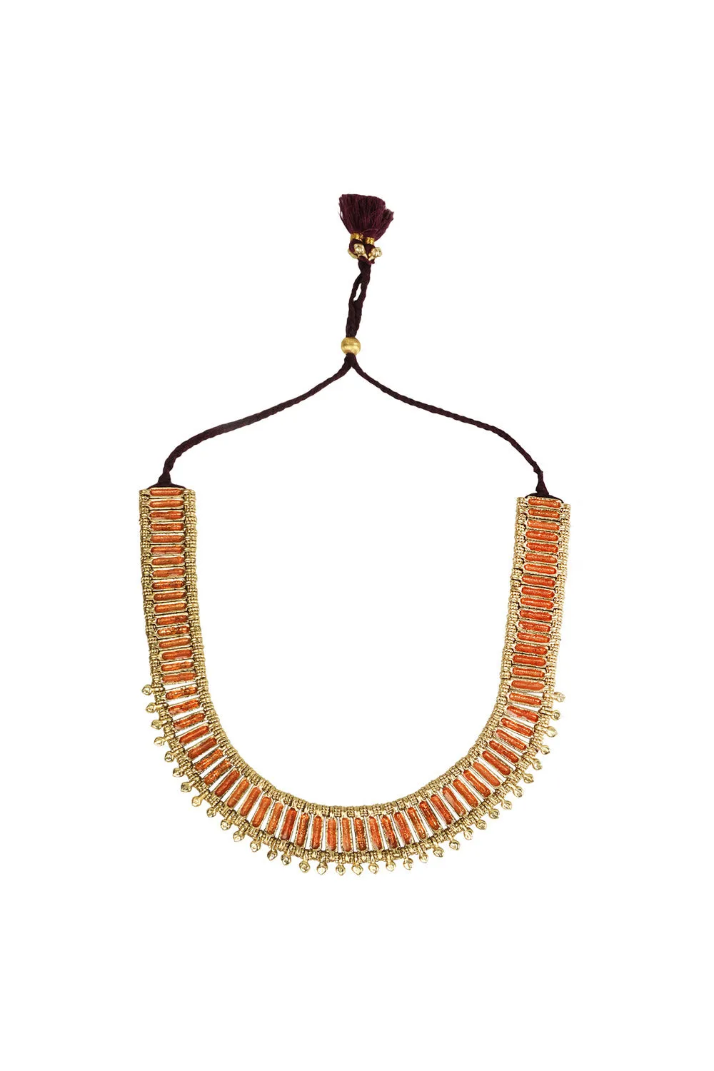 House of Tuhina Qabeela Collana smalto blu oro