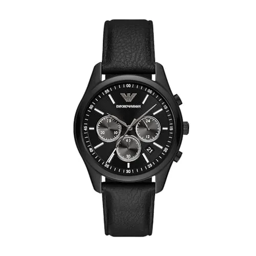 Emporio Armani Set Uomo Orologio Pelle Nera Bracciale Acciaio