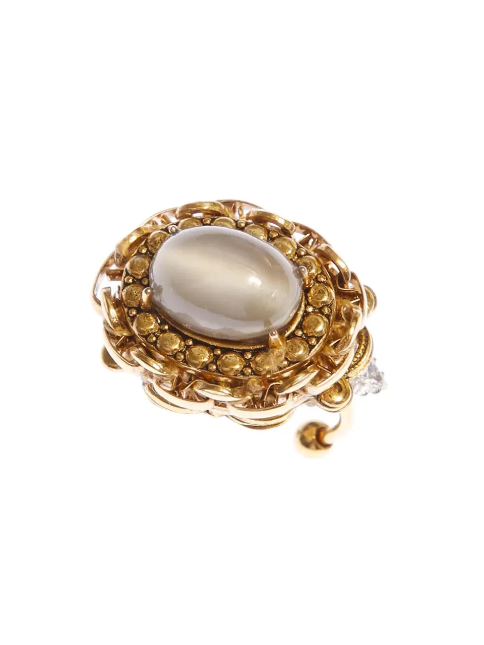 Rada Anello pietra opale grigio cabochon cristalli