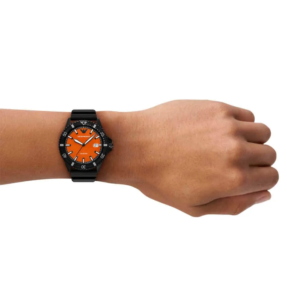 Emporio Armani orologio uomo nero e arancione