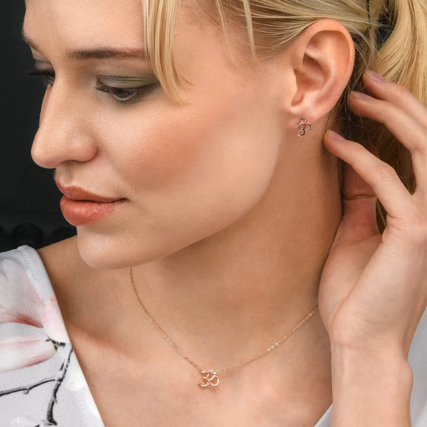 Diamond Treats collana Om argento oro rosa donna