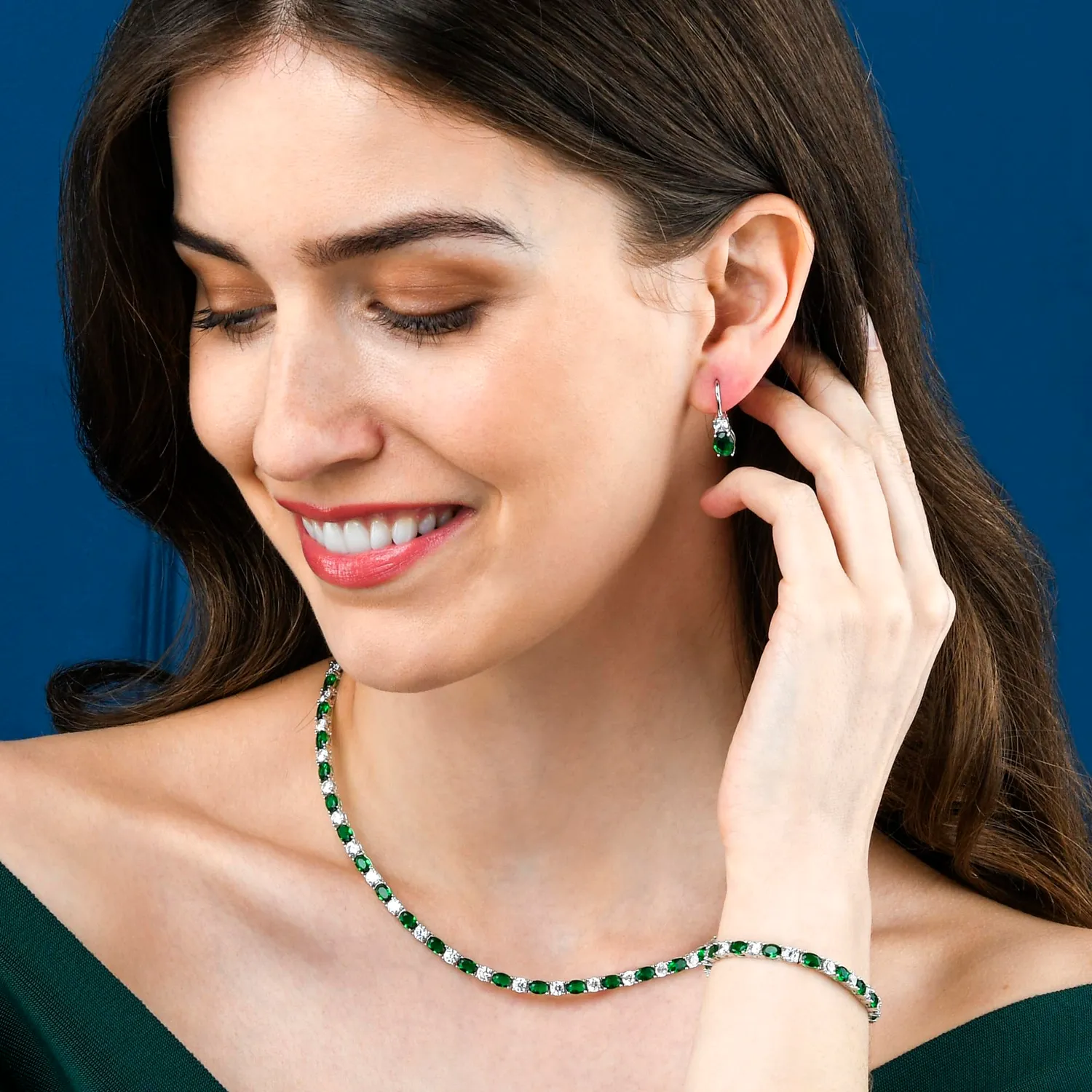 Diamond Treats Orecchini Argento 925 Donna Pietra Verde