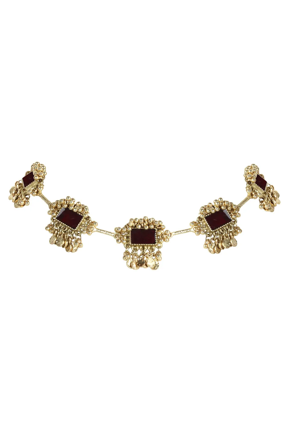 House of Tuhina Tavishi collana bordeaux fatto a mano