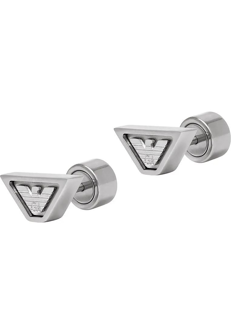 Emporio Armani Orecchini Uomo Argento Cromato Perno