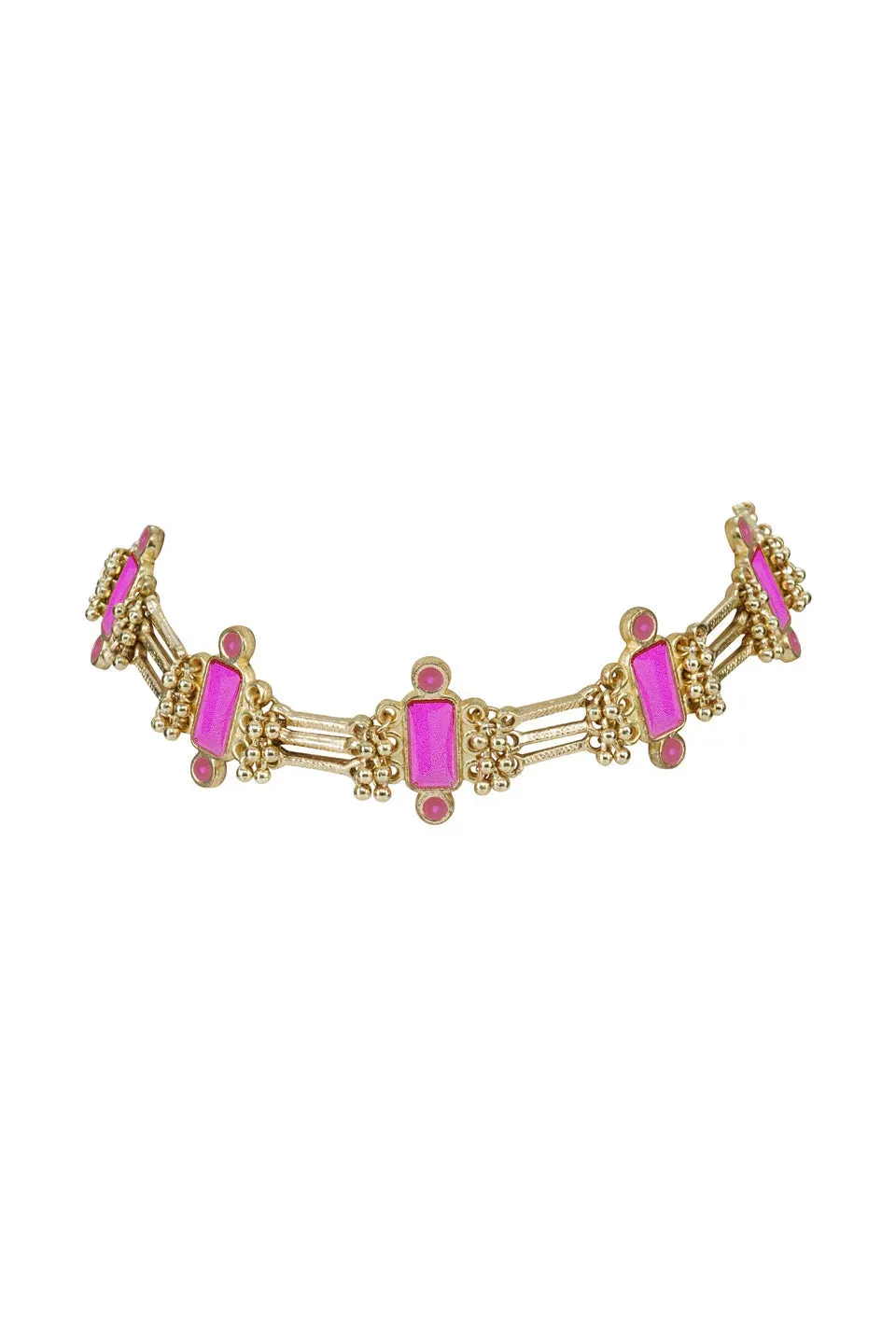 House of Tuhina Queen girocollo smaltato magenta fatto a mano
