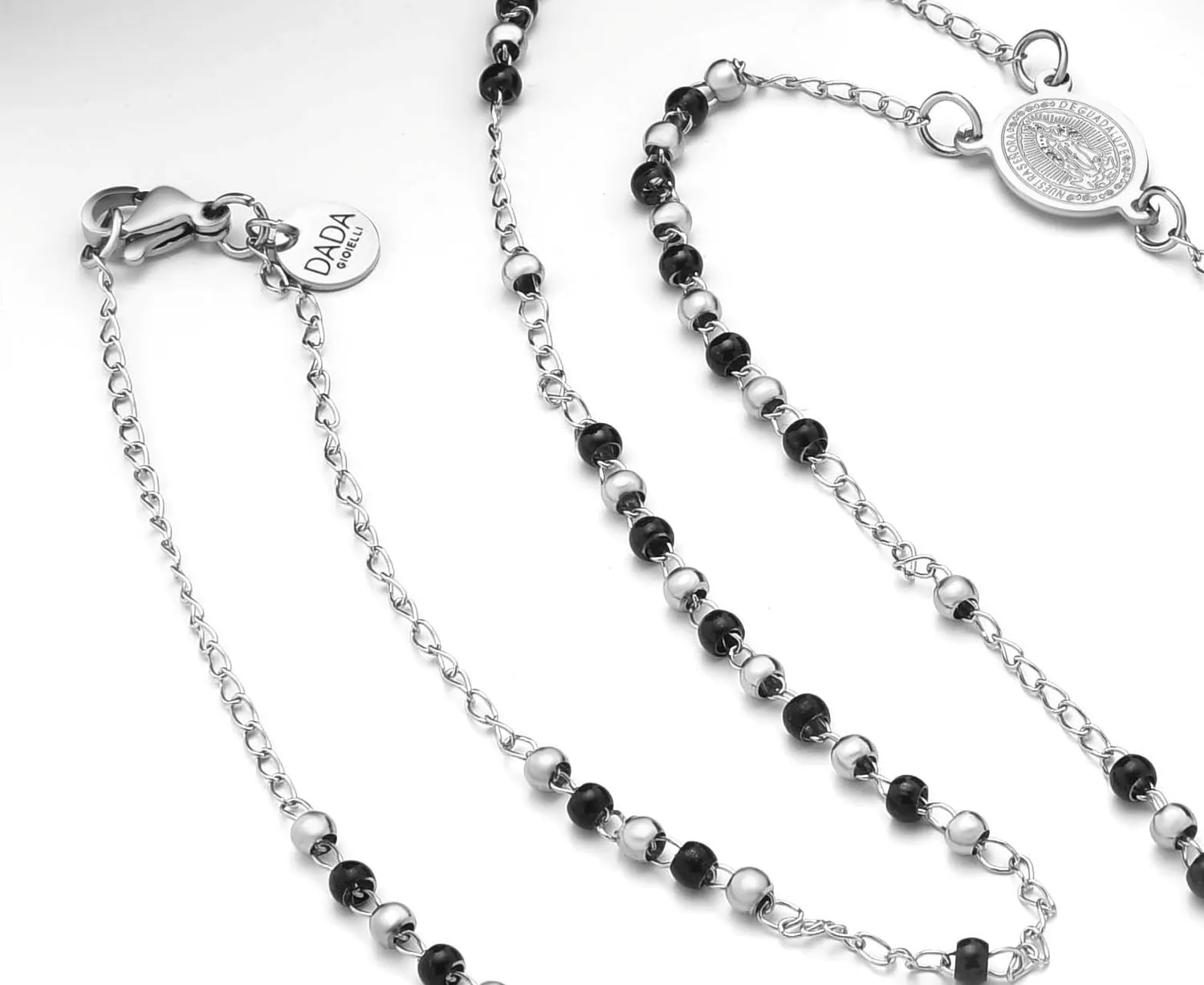 Dada Gioielli Collana Rosario Acciaio Argento e Nero