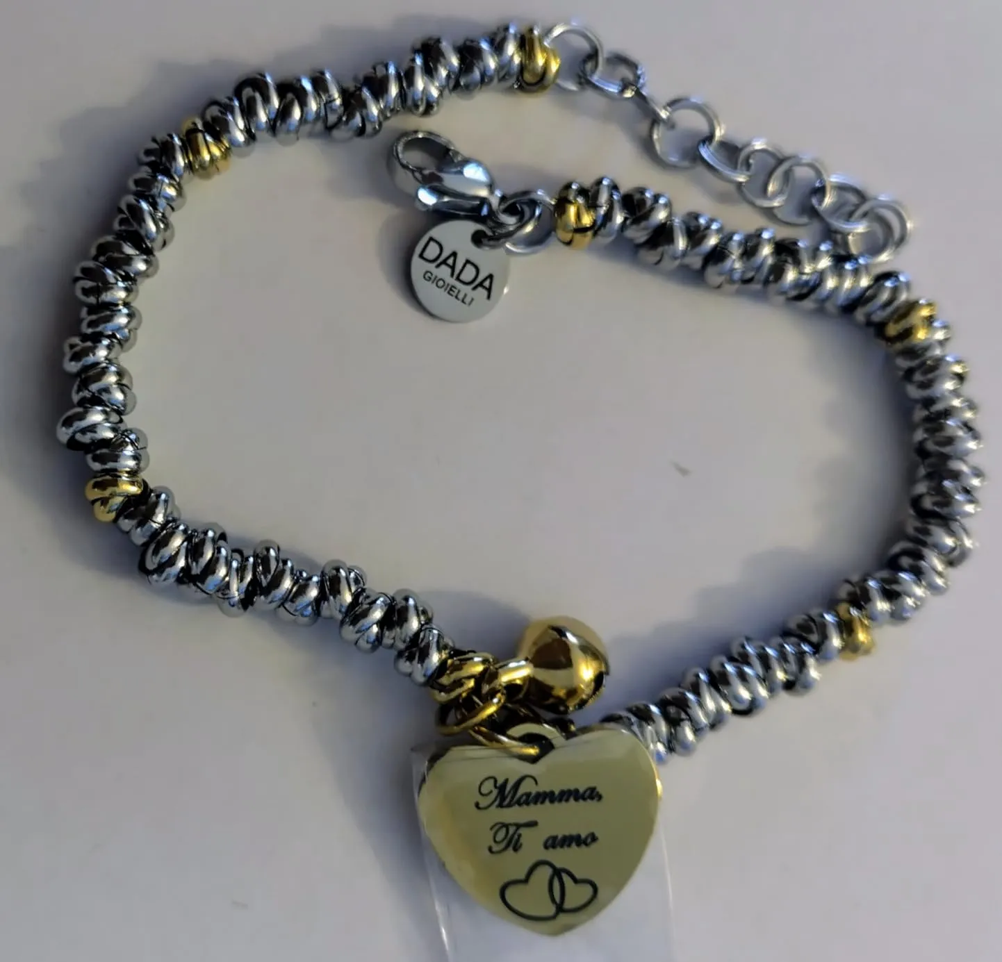 Dada Gioielli Bracciale Mamma Campanella Cuore Argento Oro