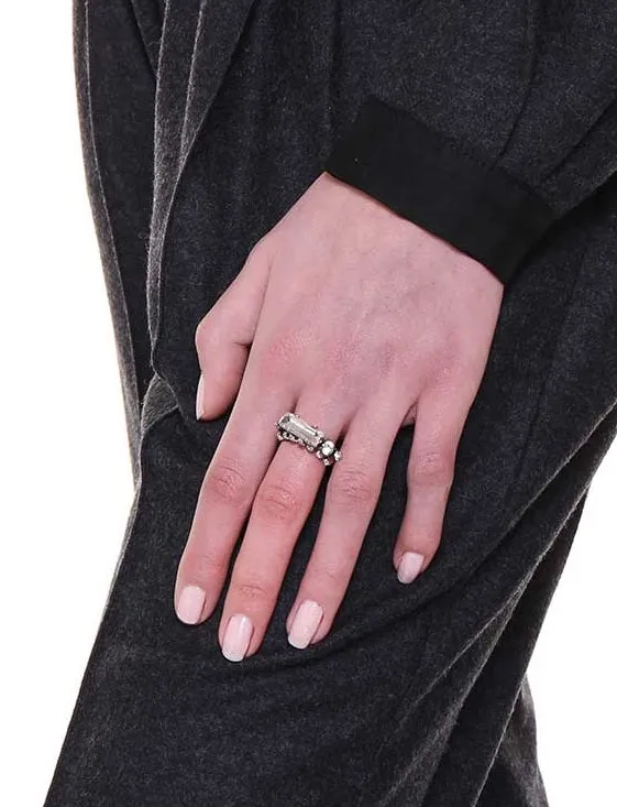 Rada Baguette Anello Cristallo regolabile finitura argento