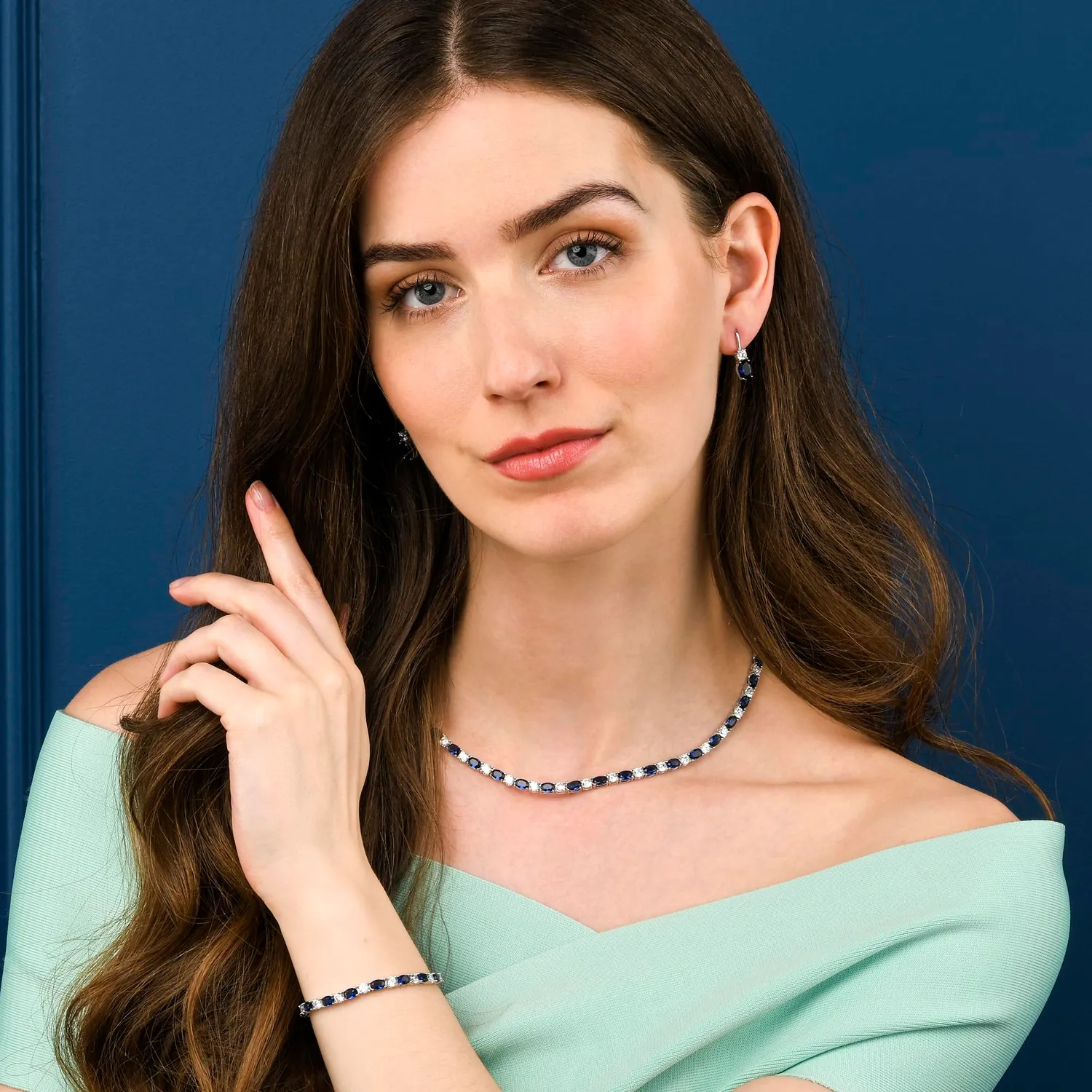 Diamond Treats collana tennis argento 925 pietre blu